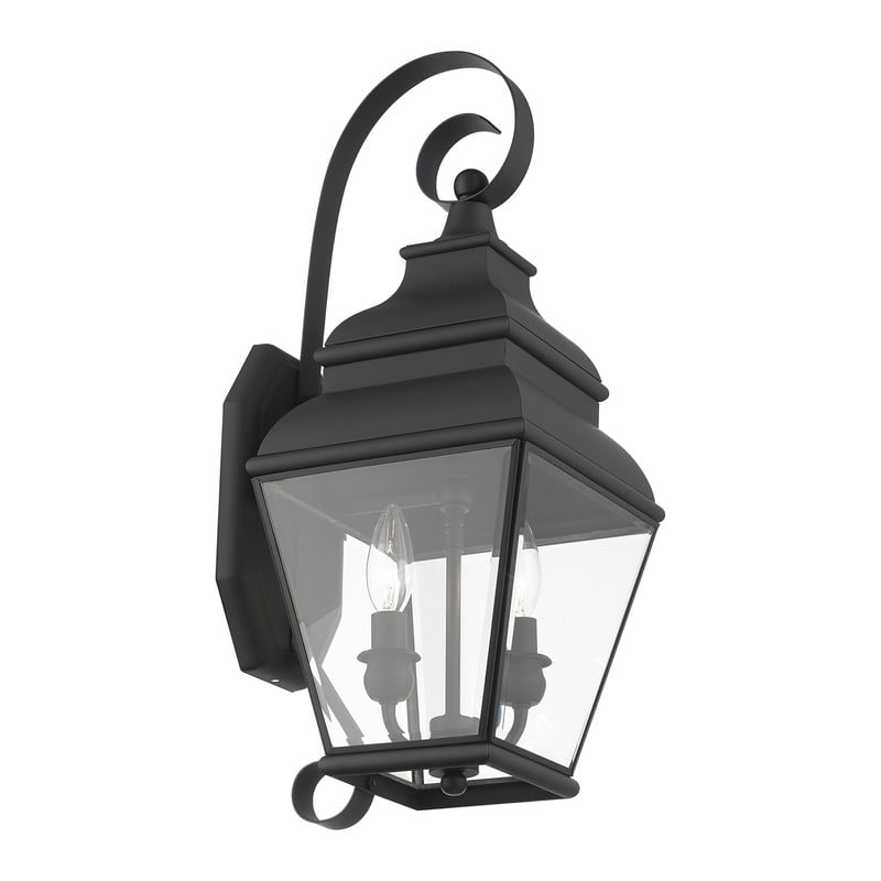 Beaumont Lane Contemporary 2 Light Outdoor Wall Lantern in Black