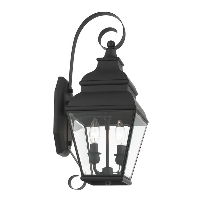 Beaumont Lane Contemporary 2 Light Outdoor Wall Lantern in Black