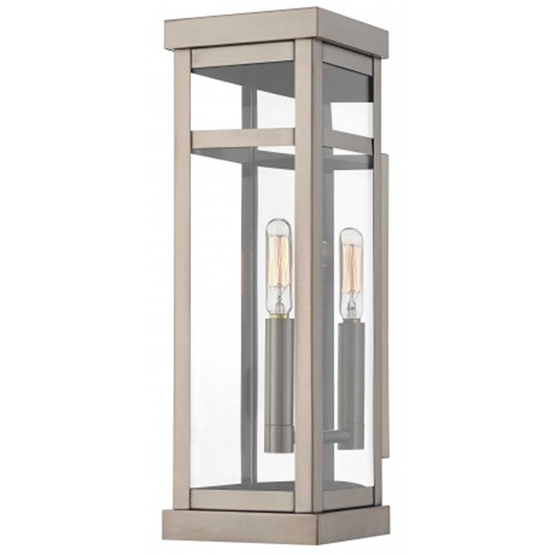 Beaumont Lane Contemporary Outdoor Wall Lantern in Brushed Nickel