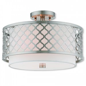 beaumont lane contemporary 3 light semi flush mount in brushed nickel