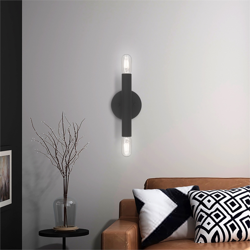 Beaumont Lane Mid-Century 2-Light Metal ADA Wall Sconce in Black