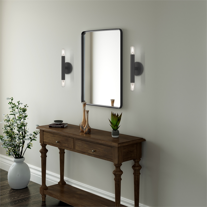 Beaumont Lane Mid-Century 2-Light Metal ADA Wall Sconce in Black