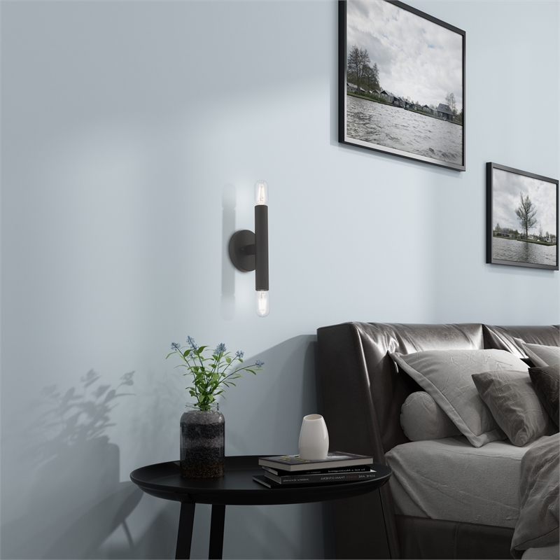 Beaumont Lane Mid-Century 2-Light Metal ADA Wall Sconce in Black
