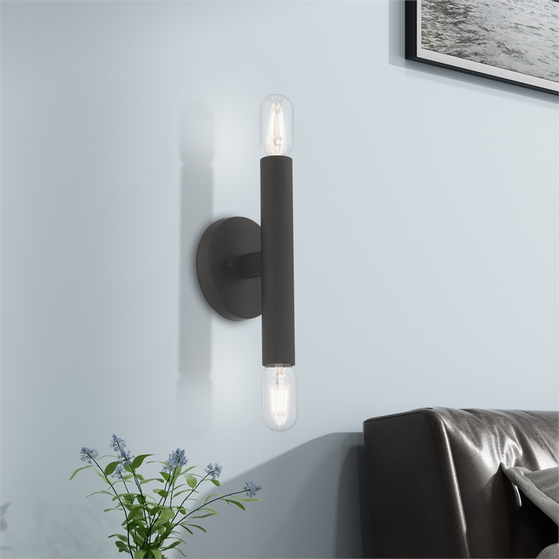 Beaumont Lane Mid-Century 2-Light Metal ADA Wall Sconce in Black