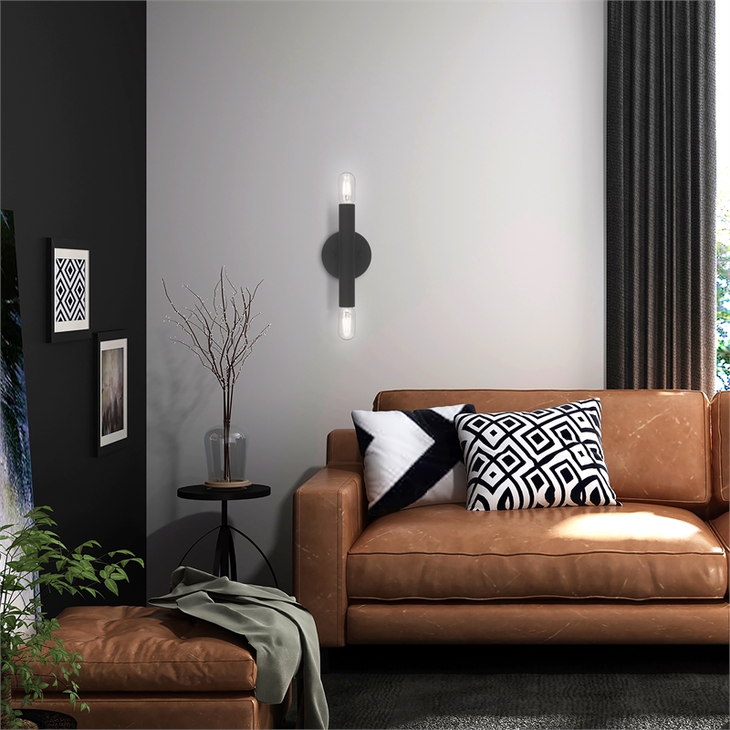 Beaumont Lane Mid-Century 2-Light Metal ADA Wall Sconce in Black