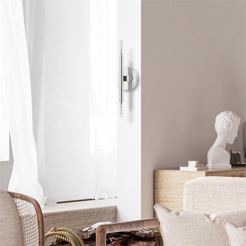 Beaumont Lane Mid-Century 2-Light Mid-Century Metal Sconce in Polished Chrome