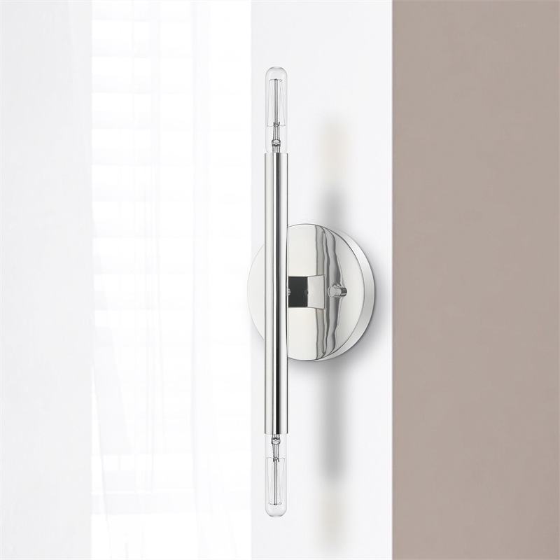 Beaumont Lane Mid-Century 2-Light Mid-Century Metal Sconce in Polished Chrome