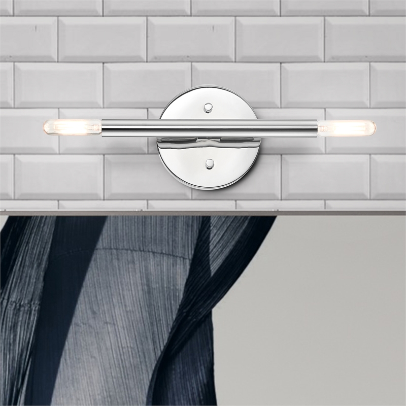 Beaumont Lane Mid-Century 2-Light Mid-Century Metal Sconce in Polished Chrome