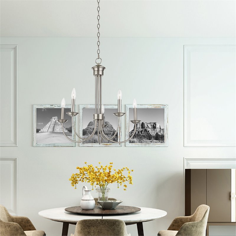 Beaumont Lane Contemporary 5 Light Chandelier in Brushed Nickel