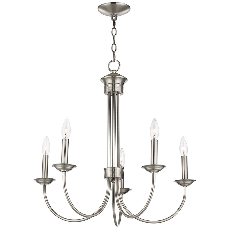 Beaumont Lane Contemporary 5 Light Chandelier in Brushed Nickel
