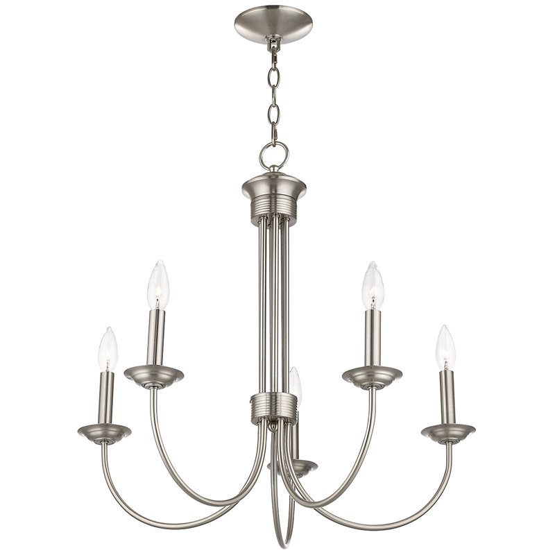 Beaumont Lane Contemporary 5 Light Chandelier in Brushed Nickel