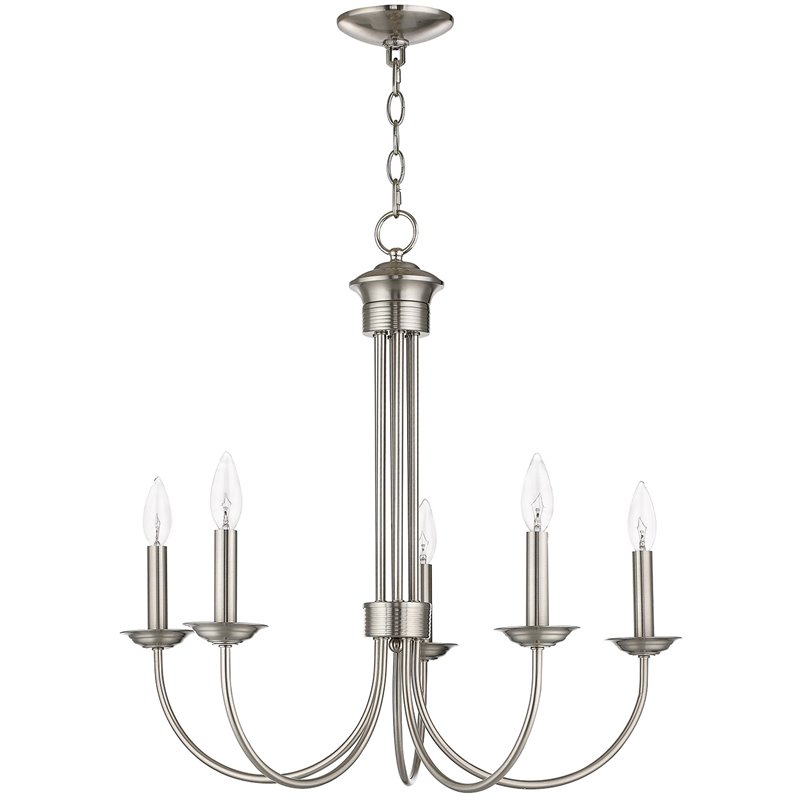 Beaumont Lane Contemporary 5 Light Chandelier in Brushed Nickel