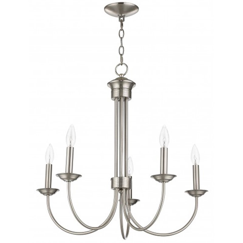 Beaumont Lane Contemporary 5 Light Chandelier in Brushed Nickel