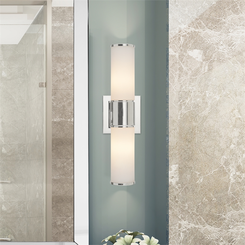 Beaumont Lane Transitional 2-Light Metal Wall Sconce in Polished Nickel