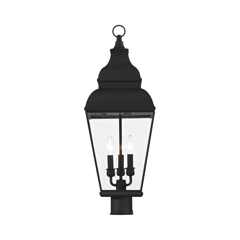 Beaumont Lane Contemporary Brass Post-Top Lanterm in Black Finish