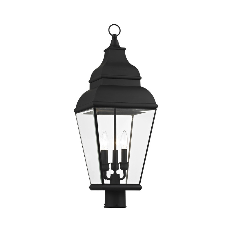 Beaumont Lane Contemporary Brass Post-Top Lanterm in Black Finish