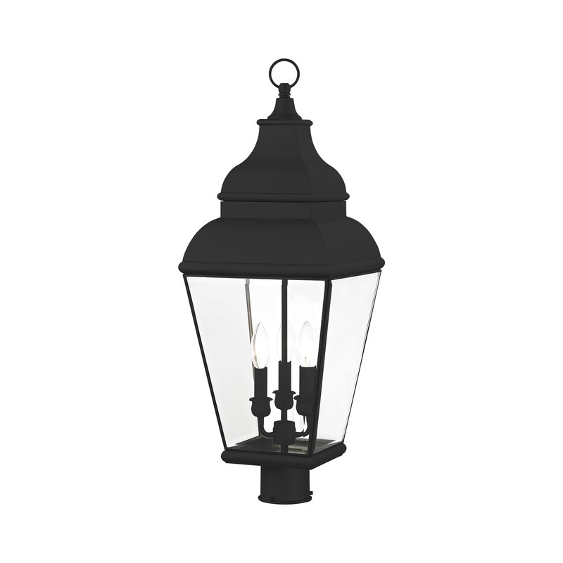 Beaumont Lane Contemporary Brass Post-Top Lanterm in Black Finish