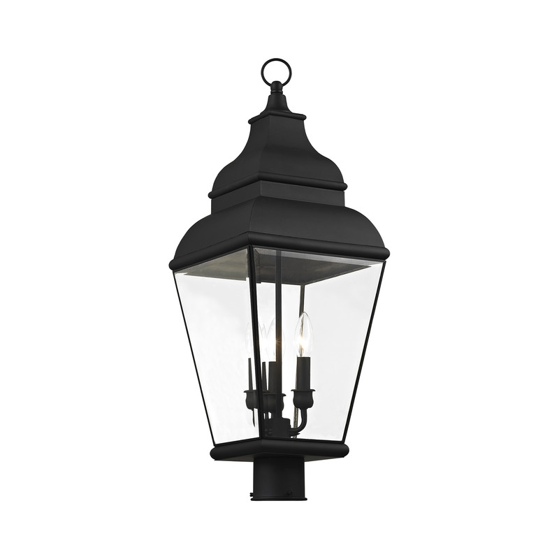 Beaumont Lane Contemporary Brass Post-Top Lanterm in Black Finish