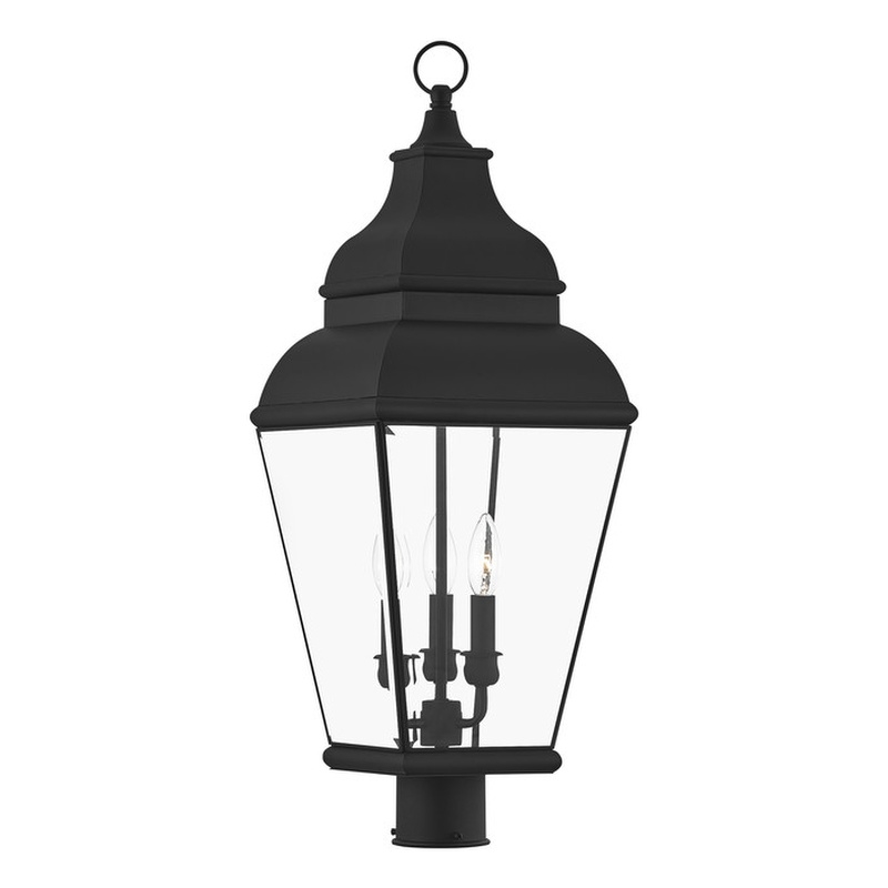 Beaumont Lane Contemporary Brass Post-Top Lanterm in Black Finish