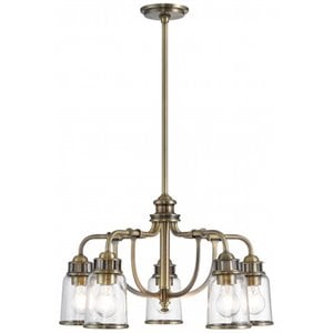 Beaumont Lane Contemporary 5 Light Dinette Chandelier in Antique Brass