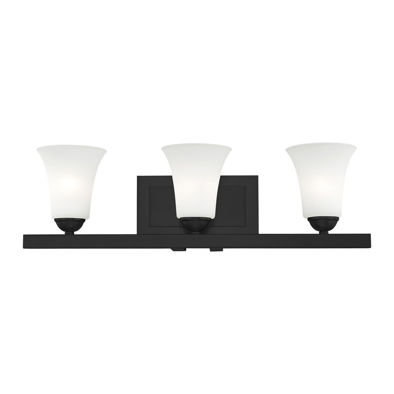 Beaumont Lane Contemporary Steel 3 Light Bath Vanity in Black