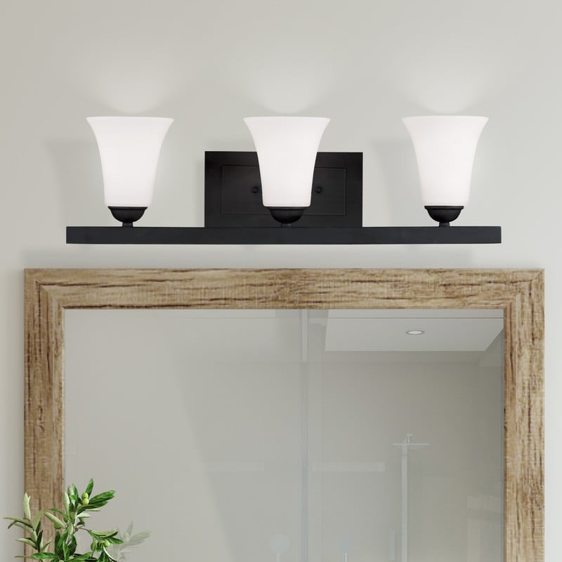Beaumont Lane Contemporary Steel 3 Light Bath Vanity in Black