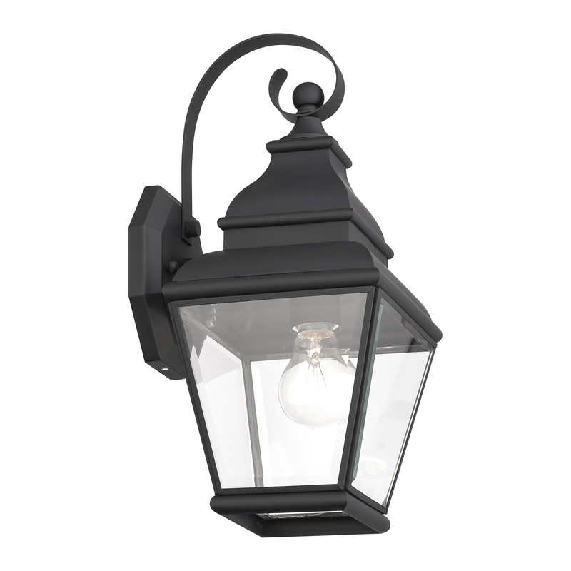 Beaumont Lane Contemporary Brass Outdoor Wall Lantern in Black