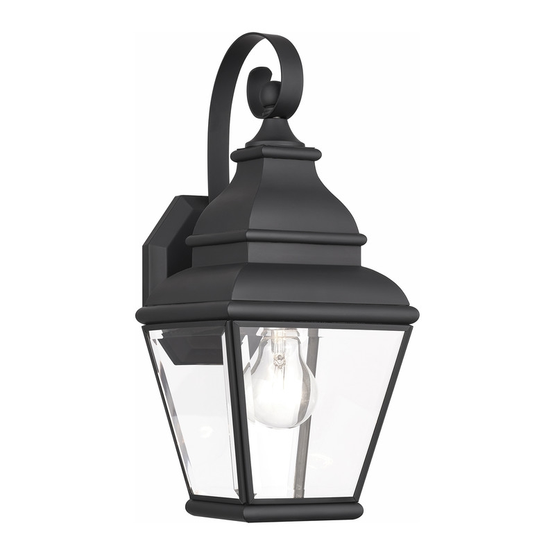 Beaumont Lane Contemporary Brass Outdoor Wall Lantern in Black