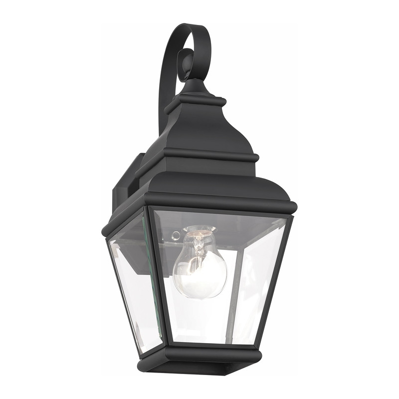 Beaumont Lane Contemporary Brass Outdoor Wall Lantern in Black