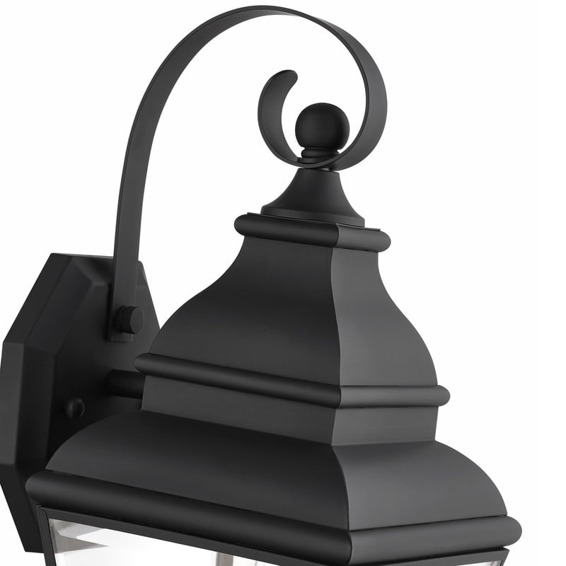 Beaumont Lane Contemporary Brass Outdoor Wall Lantern in Black