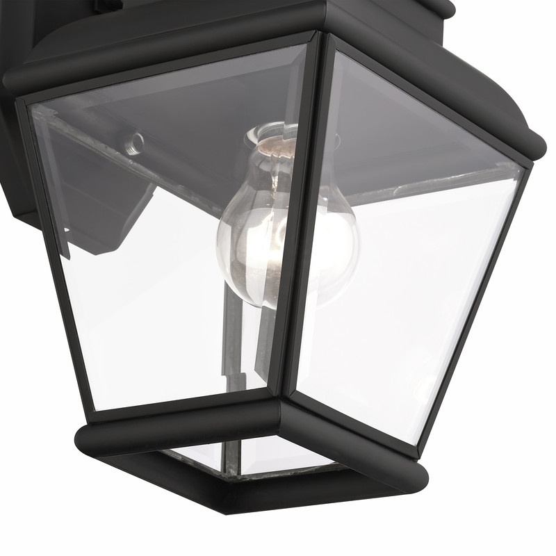 Beaumont Lane Contemporary Brass Outdoor Wall Lantern in Black