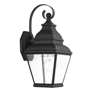 Beaumont Lane Contemporary Brass Outdoor Wall Lantern in Black