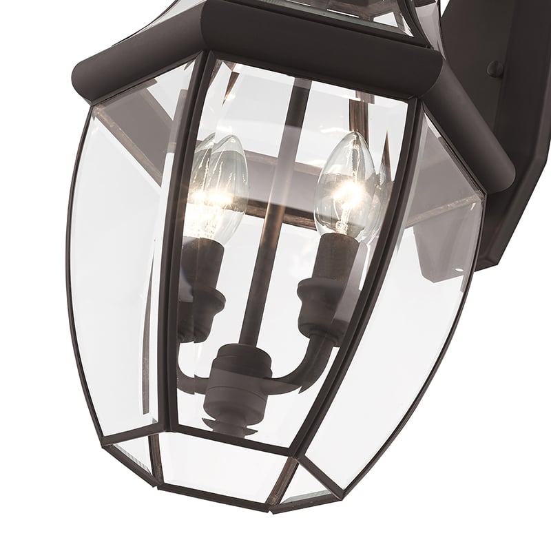Beaumont Lane Traditional 2-Light Brass Outdoor Wall Lantern in Bronze