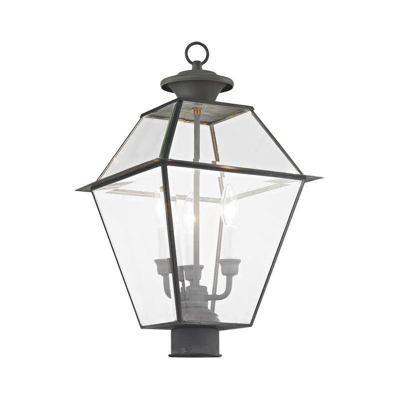 Beaumont Lane Contemporary Brass Outdoor Post Lantern in Charcoal