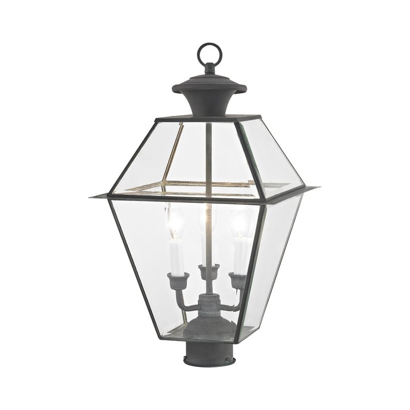 Beaumont Lane Contemporary Brass Outdoor Post Lantern in Charcoal