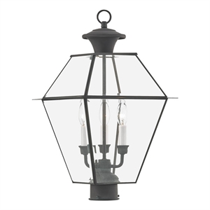 Beaumont Lane Contemporary Brass Outdoor Post Lantern in Charcoal