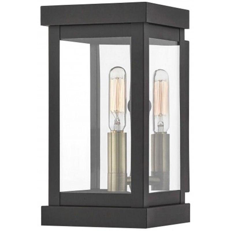 Beaumont Lane Contemporary Brass Outdoor Wall Lantern in Bronze