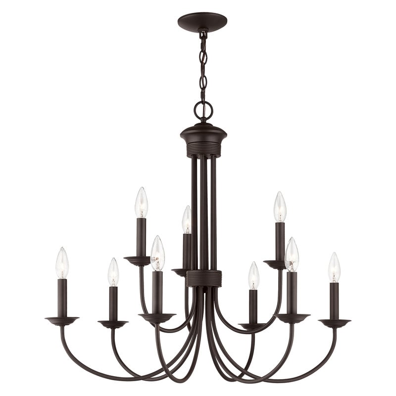 Beaumont Lane Contemporary Steel 9 Light Chandelier in Bronze