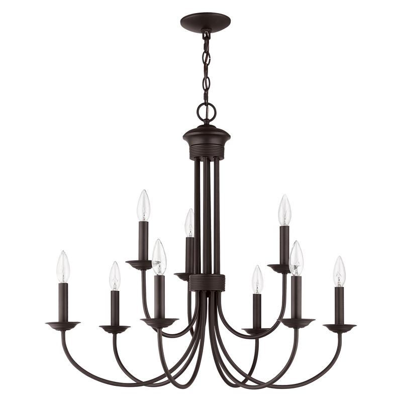 Beaumont Lane Contemporary Steel 9 Light Chandelier in Bronze