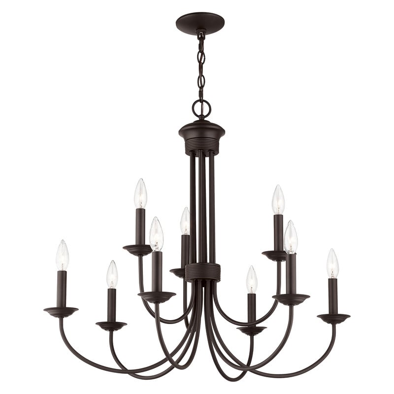 Beaumont Lane Contemporary Steel 9 Light Chandelier in Bronze