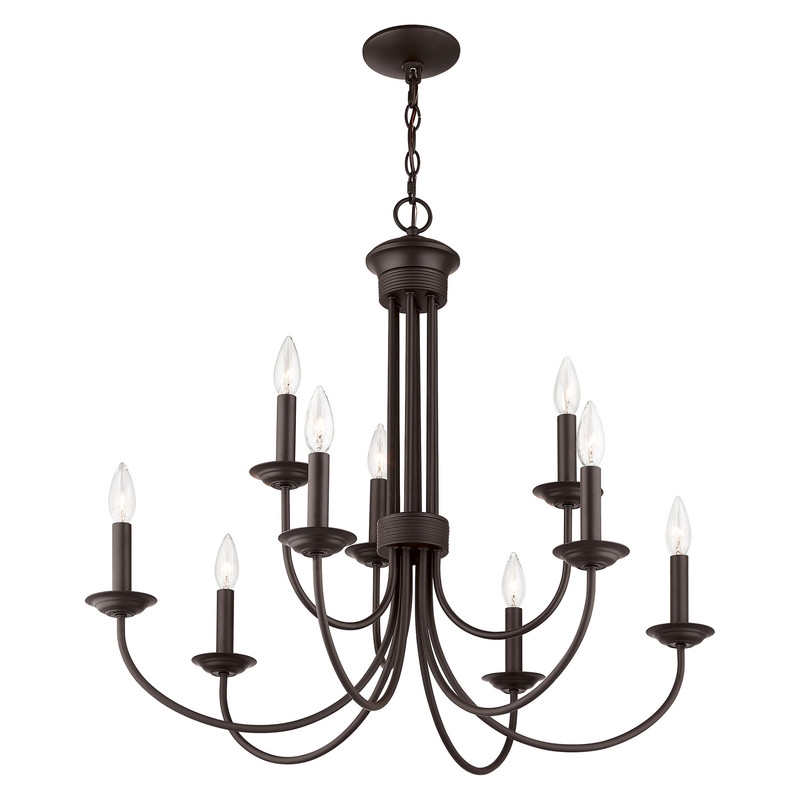 Beaumont Lane Contemporary Steel 9 Light Chandelier in Bronze