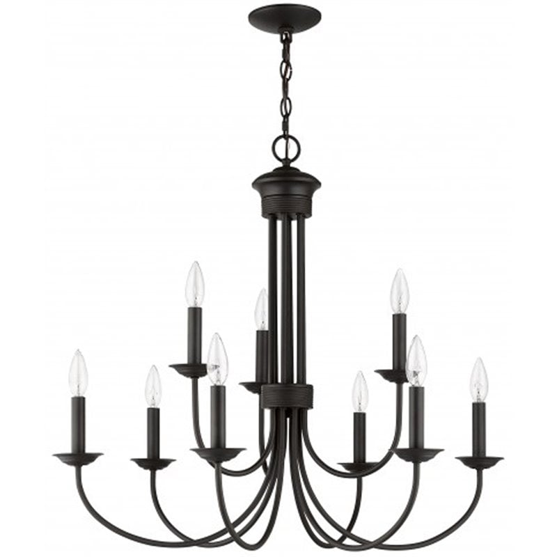 Beaumont Lane Contemporary Steel 9 Light Chandelier in Bronze