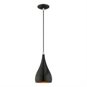 Beaumont Lane Transitional 6.25&quot 1-Light Metal Single Pendant in Shiny Black