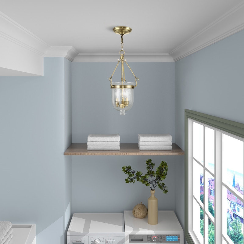 Beaumont Lane Contemporary 3 Light Antique Brass Chain Lantern