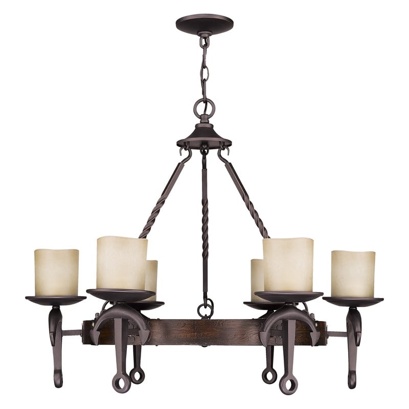 Beaumont Lane Contemporary Steel 6 Light Chandelier in Bronze