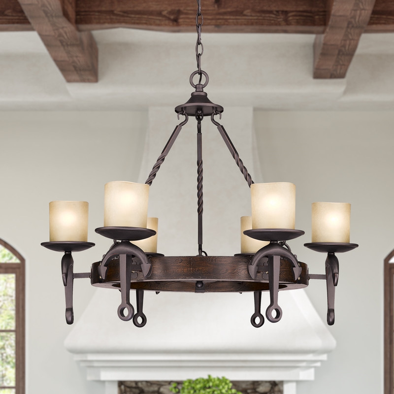 Beaumont Lane Contemporary Steel 6 Light Chandelier in Bronze