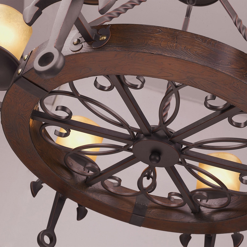 Beaumont Lane Contemporary Steel 6 Light Chandelier in Bronze