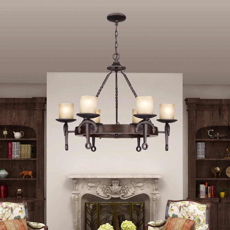 Beaumont Lane Contemporary Steel 6 Light Chandelier in Bronze