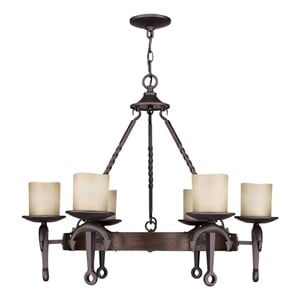 Beaumont Lane Contemporary Steel 6 Light Chandelier in Bronze