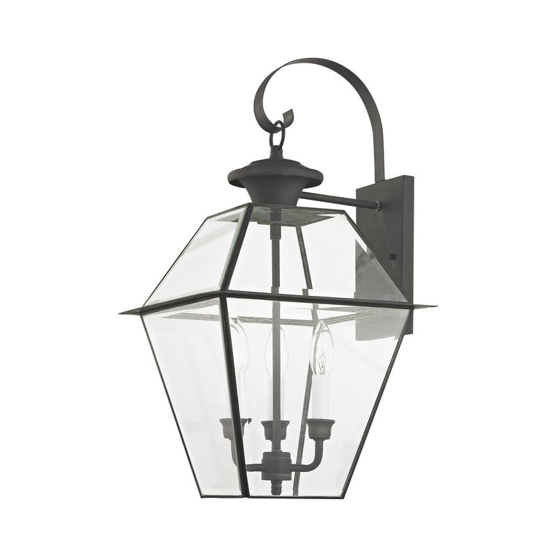 Beaumont Lane Contemporary Brass Outdoor Wall Lantern in Charcoal